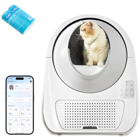 CATLINK Pro-X Self-Cleaning Cat Litter Tray with APP-13L Waste Container for Large Cats, 4 Cleaning Modes, 4 Odour Control (Ozone + UV + Activated Carbon + Deodorant Gel), Multi Cat Detection (White)
