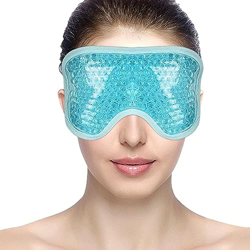 Copertura per gli occhi in gel | Copriocchi su entrambi i lati per dormire con perline flessibili | Comprimi l'ombra, impacchi freddi riutilizzabili, morbida benda per dormire per mal di Pw tools