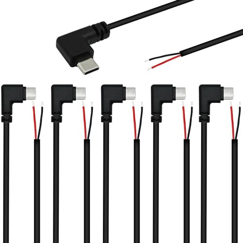 RUNCCI-YUN 6 St 90 Grader USB C-Kontaktkabel, 22 AWG 5V/3A 2-Tråds Förlängningskabel För Installerade USB-C-Enheter Eller Ersättningsreparations-Gör-Det-Själv-Kabel