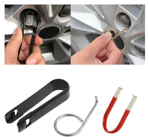 Juego de 3 herramientas universales de extracción de tapas de tuercas de rueda, herramienta universal de desmontaje rápido para neumáticos de coche, extractor de pernos de rueda, tapas de tuercas,