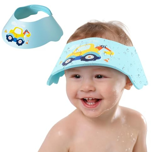 Sombrero de ducha para bebés, visera de baño de EVA flexible con cierre de velcro ajustable, gorro de ducha para bebés, protege los ojos, nariz y orejas del agua y el champú, para niños de 0 a 9 años
