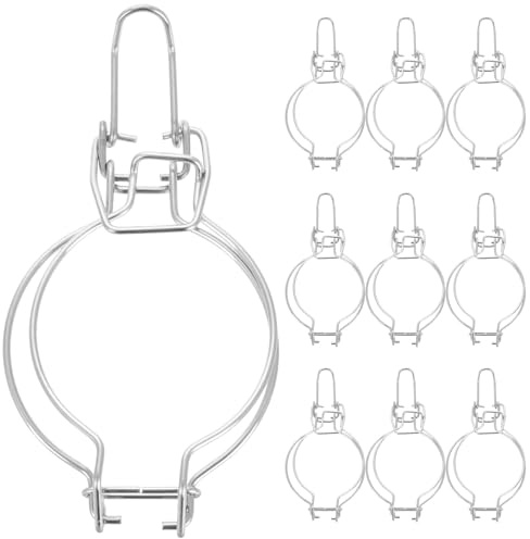 Hohopeti 10 Piezas Cierres Herméticos de Acero Inoxidable para Tarros de Vidrio Abrazadera de Alambre Tamaño Estándar Color Plateado Ideales para Conservar Alimentos Frescos Cocina y
