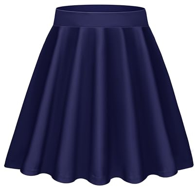Lovasy Gonna Corte Donna Sexy Mini Gonne Plissettata Curvy Svasato A-Line Base Gonna Skater Elastico Vita per Festa Ufficio Campus e Quotidiano,A-Blu Navy,M