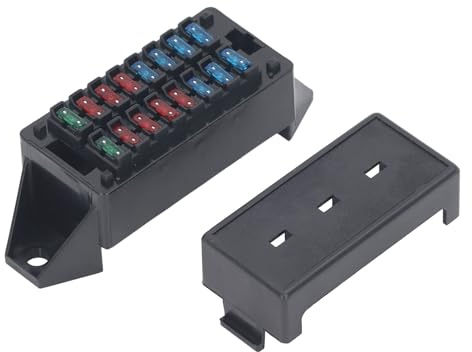 Aumotop Minisäkringsbox för Fordon Högtemperatur 16-vägshållare med 16 Säkringar och 32 Terminaler för Elektriska Fordonsreparationer