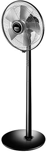 UNOLD 86825 Standventilator Silverline Black - Schwarz, 3-stufige Geschwindkeitsregelung, Oszillation, Neigungswinkel, Ventilatordurchmesser ca. 40 cm, Schutzklasse II