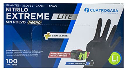 Cuatro Gasa Nitrile Gloves Extreme Grip Plus Size Black Color