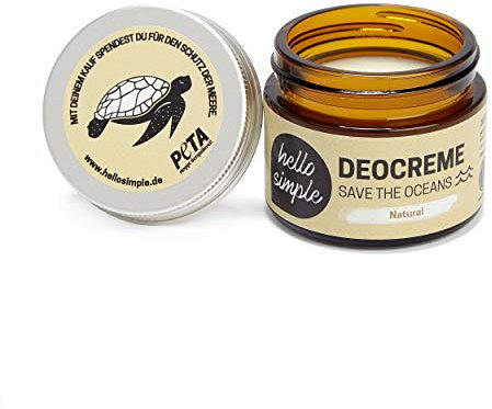 hello simple - Deocreme Deodorant Deo Creme (50 g) - SAVE THE OCEANS! - nachhaltige und zertifizierte Naturkosmetik - Deo Frauen Männer - ohne Aluminium, vegan, bio, plastikfrei (Natural)