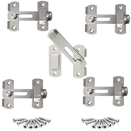 5 Stück Türriegel, Edelstahl Tür Riegel Fenster Tor Schub Schloss Türbeschlag Bolzenriegel, Schiebetürschloss, Aufputz Montiert, Schieberiegel für alle Arten von Innentüren - 20x50x70mm