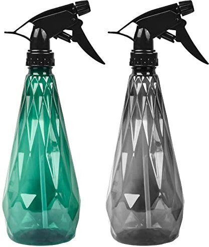 AvoDovA 2 Stück 600ml Sprühflasche, Leere Sprühflasche Kunststoff Blumenspritze, Wassersprühflasche mit Verstellbare Sprühkopf(Feinen Nebel, Strahl, Aus) für Garten Pflanze Blume Reinigung, Mix Color