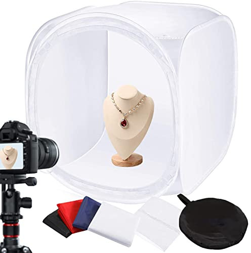 BOLLUMA Caja de luz para estudio fotográfico, portátil, plegable, con 4 fondos, caja de luz para fotografía, Blanco,Rojo, 60 cm, Plegable, portátil