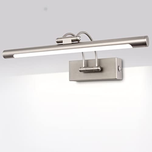 MantoLite Dimmbar Bild Wandleuchte 10w, Nickel 40cm Led Badspiegel Für Badezimm Spiegel Mit Drehbarem Lampenkopf Hotel Restaurant Schwenkarm, Spiegel Bett Leseleuchten Display Lamp 3000K/4500K/6000K