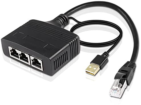 XMSJSIY Switch Ethernet 1 a 3 adaptadores de Red de conmutadores Ethernet de Internet RJ45 Splitter de Red LAN de Alta Velocidad de 100 mbps, Adecuado para cat5 / 5e / 6/7 (1 Macho a 3 Hembra)