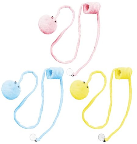 JTMKYO 3 Piezas de Cuerdas para Gatos, Juguete Interactivo Con Palos Elásticos Retráctiles y Peluches Colgantes, Suministros para Mascotas para Aliviar El Estrés