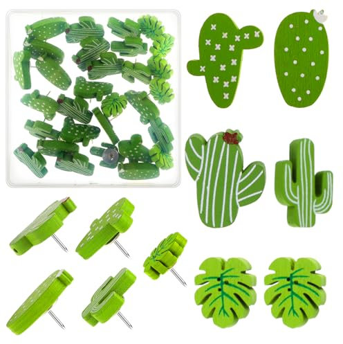 Mabor 30 Stück Korktafel Nadeln Stecknadeln Kaktus Palme Blatt Daumen Heftzwecke Dekorative Kork Push Pins Niedliche Platten Pins für Fotos Wand Karten Bulletin Board