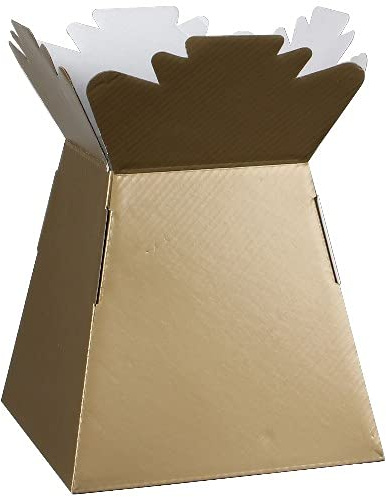 Inerra Florist Boxes Living Vases for Flowers and Bouquet Box Making - Pack of 5 (Gold)