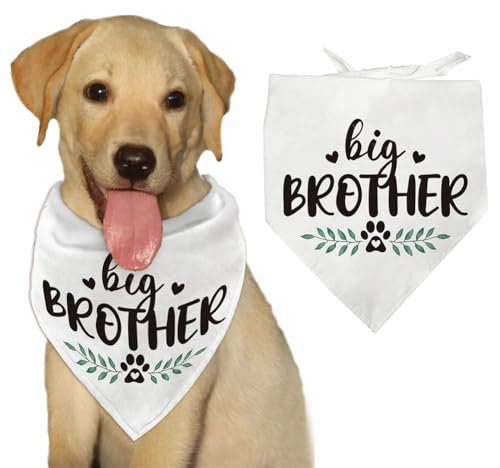 arricraft 1 Stück Haustier-Hundehalstuch, Weißes Dreieckiges Haustier-Bandana Aus Baumwolle Mit „Big Brother“-Aufschrift „Pflanze“, Waschbar, Für Welpen Und Katzen, Lätzchen, Zubehör