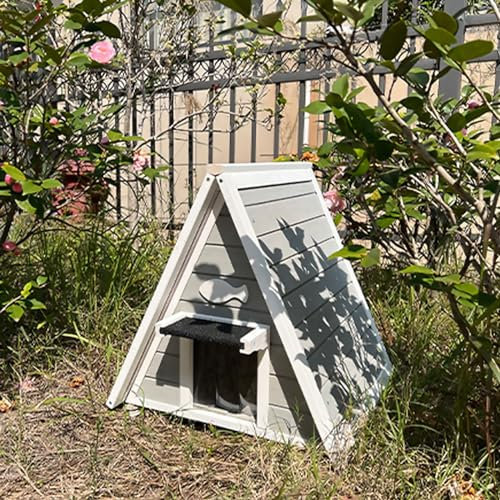Wetterfestes Katzenhaus für Wilde Katzen im Freien, Katzenunterschlupf für Draußen, Kleintierhaus und Lebensraum, für den Außen-und Innenbereich(Grey)