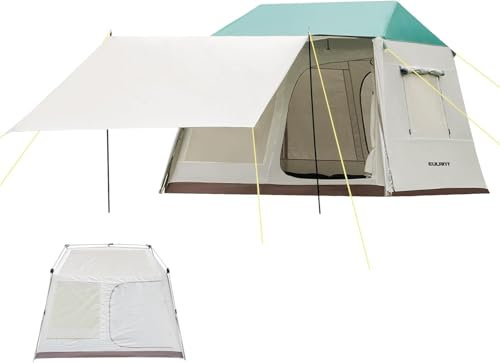 EULANT 2-Lagen Familienzelt für 2-3 Personen,Automatische Quick-up Zelte mit Langer Veranda,Leichtes Camping Zelt,Winddicht & 5000mm Wasserdicht,2.4x2.1x1.85m