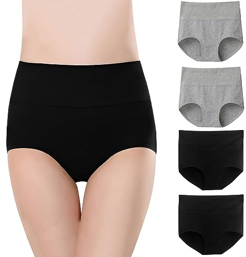 Momolaa Post Partum maternité sous-vêtements en Coton Taille Haute pour Femmes Slips Extensibles Culottes à Couverture complète Douce 4P Post Partum maternité