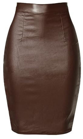 ZC8bdbd Jupes en similicuir taille haute pour femme avec fente arrière