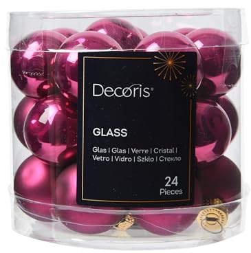 Weihnachtskugeln Glas 2,5cm 24 Stück - matt & glänzend - Mini Christbaumkugeln Weihnachtsbaumkugeln für Weihnachten - Christbaumschmuck & Weihnachtsbaumschmuck Beere - Granatapfel