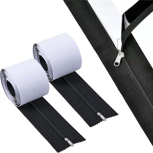 Lxoraziy Juego de 2 Autoadhesiva Cremallera Doble, 213x7,6cm, Resistente al Polvo y Oxidación, Ideal para Invernaderos y Tiendas