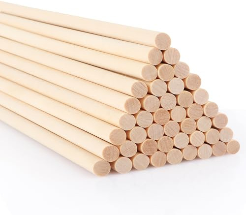 SOSMAR 50 Stück Holzstäbe Rund 8mm Holzstäbchen zum Basteln 30cm Länge Birkenholz Holzleisten zum Basteln Bastelholz Stäbe runde Bastelhölzer für Modellbau DIY Handwerk