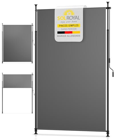 Sol Royal Store Balcon sans Percage 150x310cm – Store Vertical Exterieur Pergola Etanche Protection Visuelle & Solaire Marquise sans percer – Protection Vent Jardin Terrasse Manivelle Anthracite KM5