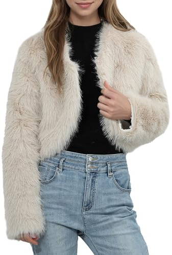 Syrads Abrigo de Piel SintéTica para Mujer Chaqueta Corta Chaqueta de Invierno para Exteriores