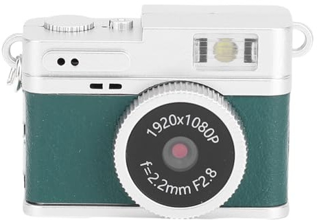 ASHATA Mini KeyChain Camera, 1080p FHD Retro Camera med Kedjehalsbands Blixtljus, Bärbara små Kameror Vintage Compact Cameras Video Recorder for Travel Study Recording (Grön)