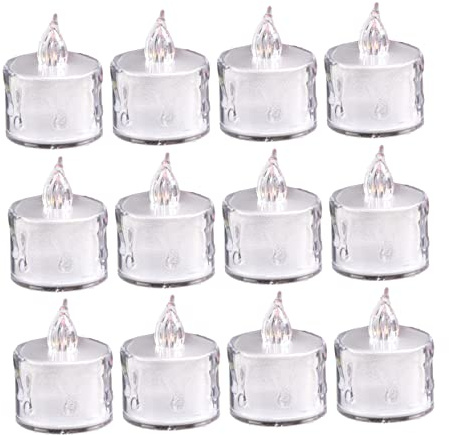 FIXOSHEE Velas Led Sin Llama Luz Parpadeante [certificación Segura] Eléctrico Sin Fuego Material Pp Transparente Para Decoración Hogares, Bodas, Restaurantes 12 Unidades Batería Fácil Uso