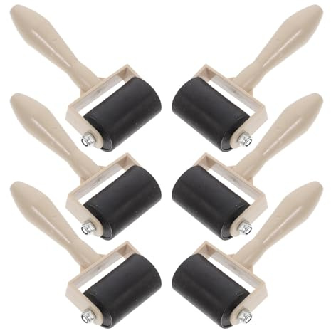 JEWEDECO Set 6 Pezzi Rullo per Stampa in Gomma e Plastica, Facile da Usare e Ben Levigato, per Tecniche di Stampa e Strumenti per Rilievo Artigianale