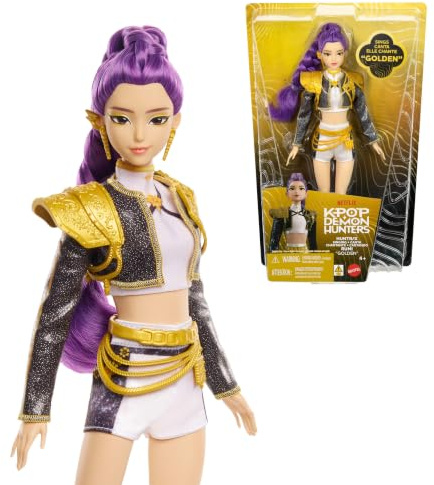 Mattel Kpop Demon Hunters HUNTR/X Rumi « Golden » Poupée Chantante | Vêtue d'une tenue signature amovible, 5 articulations, inspirée du film, JRN40