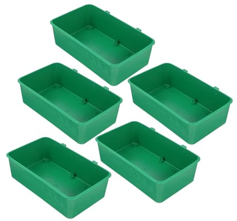 LALAFINA Set 5 Ciotole per Uccelli in Abs Design Anti-sgocciolamento per Gabbia, Accessori per Pappagalli e Cocorite, Contenitori Versatili per Cibo e Acqua in Gabbia Verde