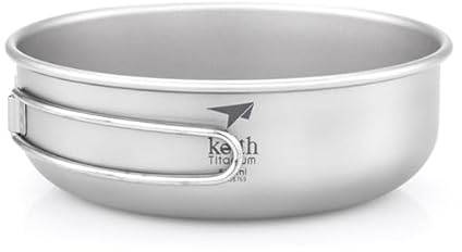 Keith Titanium Ti5325 Ciotola da cucina a parete singola con manico pieghevole, leggera, per campeggio, escursionismo e picnic (500 ml)
