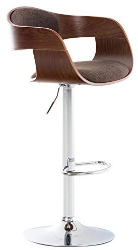 CLP Barhocker Kingston mit Stoffbezug und hochwertiger Polsterung I Höhenverstellbarer Barstuhl mit robustem Metallgestell, Farbe:walnuss/braun