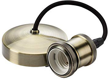 Knightsbridge 6 Inch E27 Vintage Pendant Set in Antique Brass, 150mm