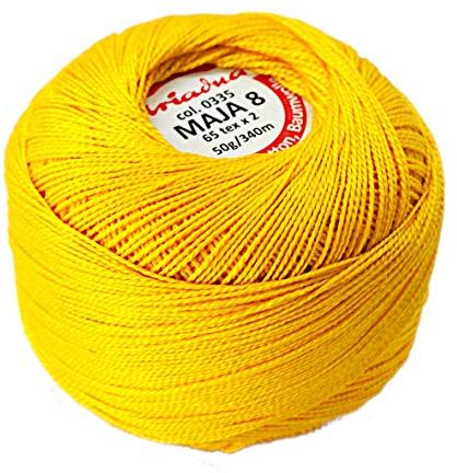 Pearl Crochet Cotton Embroidery Ball Yarn 229yd/210m Quality Thread 50g Size 8 Dark Yellow (335)