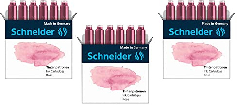 Schneider - Juego de 3 fundas de 6 cartuchos de tinta para pluma estilográfica, color rosa