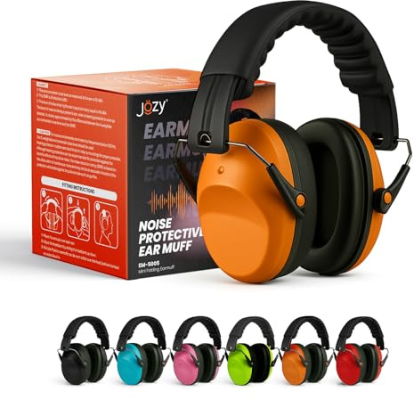Jozy Noise Canceling Headphones for Kids, SNR 26dB Ear Protection for Autism, Sound Proof Sensory Muffs for Hearing, Concerts (Orange)