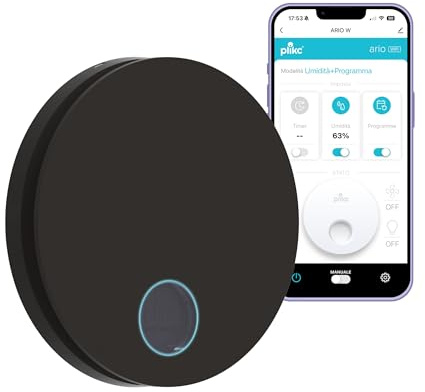 plikc Aspiratore WIFI da parete ad aspirazione assiale serie Ario W - Alimentazione 230Vac - 100% MADE IN ITALY (Nero, Foro Ø98)