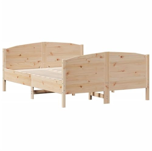 vidaXL Cadre de Lit avec Tête de Lit, Lit Double avec Sommier à Lattes, Lit Adulte, Meuble de Chambre à Coucher, 120x190 cm Bois de Pin Massif