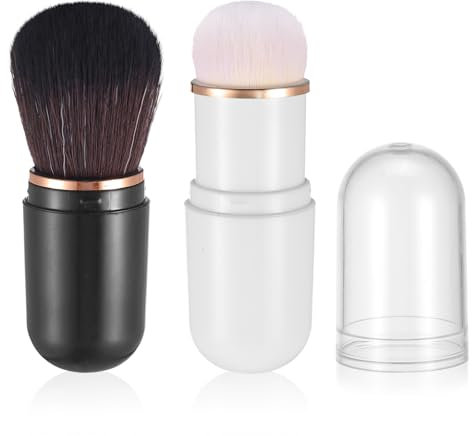 Yuanchu Einziehbarer Foundation-Pinsel,2 Stück Reise Make up Pinsel Rougepinsel süßer Puderpinsel Foundation Pinsel für flüssige Foundation gepresstes Puder Konturencreme(Schwarz+Weiß)