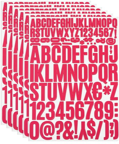 PATIKIL Kit Adesivi Vinile Lettere e Numeri, 612pz 6 Fogli Adesivi Autoadesivi per Cartello Cassette Postali Indirizzo Fai da Te Artigianato Carta (Fucsia)