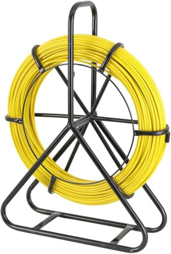 INREPRO Ruban à Poisson en Fibre de Verre Aiguille de Tirage De Câble Rodder de conduit Fibre De Verre 100m Ø6mm Roue en Fer Ruban à Poisson en Fibre de Verre