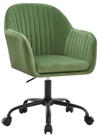 WOLTU Chaise Bureau Velours, Chaise Coiffeuse, Fauteuil Pivotant Ergonomique, Siège Rembourré, Réglable en Hauteur, pour Bureau, Chambre, Vert