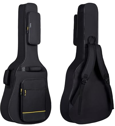PPOPPO 40/41/42 Inch Acoustic Guitar Bag, 0.35” Thick Padding, 600D Waterproof Nylon, 3 Pockets, Soft Classical Guitar Backpack Travel Case Gig Bag with Neck Fixed Strap & Back Hanger Loop, Black