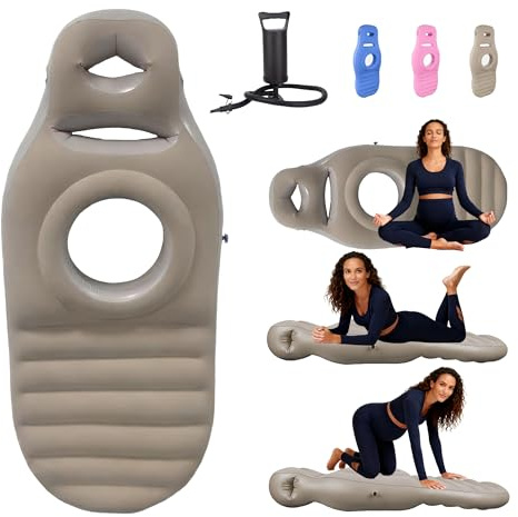 DpTerranubis Cuscino gonfiabile per la gravidanza, materasso gonfiabile in PVC perforato, materassino per sdraiarsi sulla pancia, galleggiante per chi dorme a pancia in giù (con pompa) (Brown)