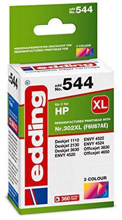 Edding Tintenpatrone Edd-544 Ersetzt HP 302XL (F6U67AE) - 3-farbig - 16 ml
