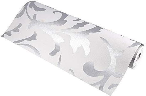 Papel pintado, decoración del hogar del papel pintado vertical 3D del dormitorio no tejido en relieve de lujo, papel pintado barroco, 10m x